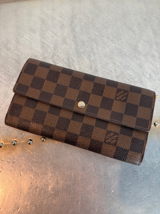 Pre-owned Authentic Louis Vuitton Portefeuille Sarah Damier Ebene Long Wallet