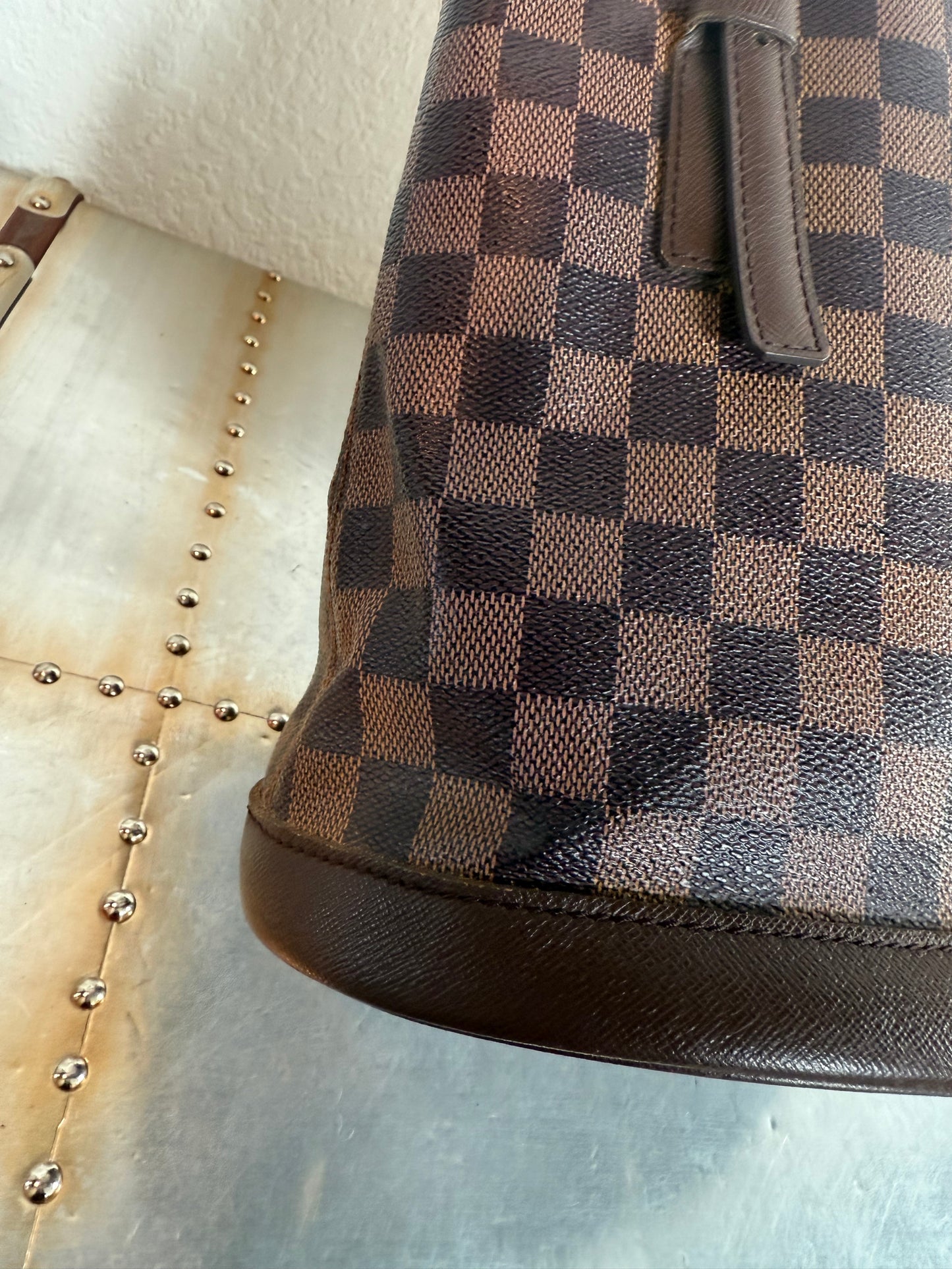 Pre-owned Authentic Louis Vuitton Bucket Damier Ebene Shoulder Bag