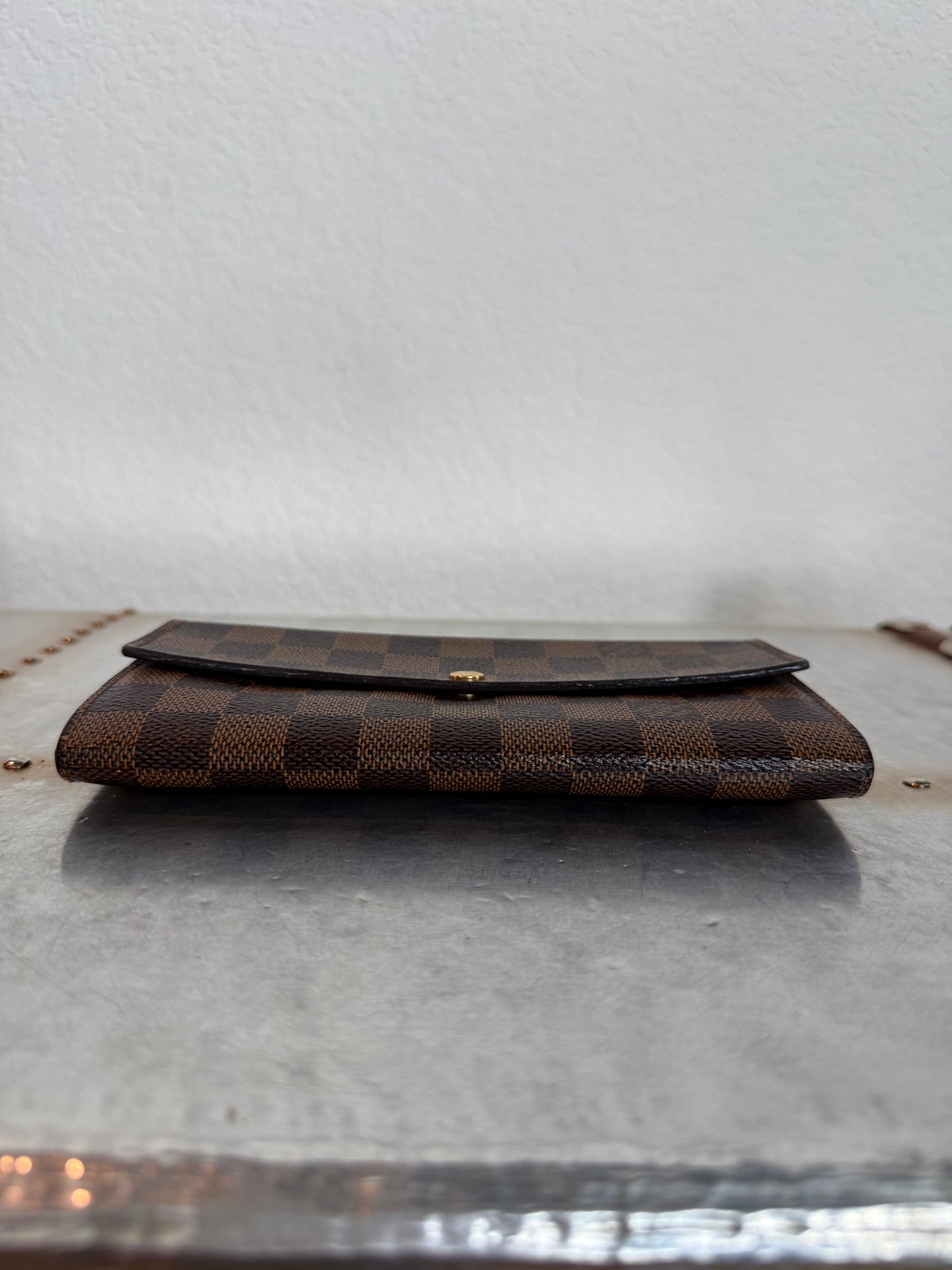 Pre-owned Authentic Louis Vuitton Portefeuille Sarah Damier Ebene Long Wallet