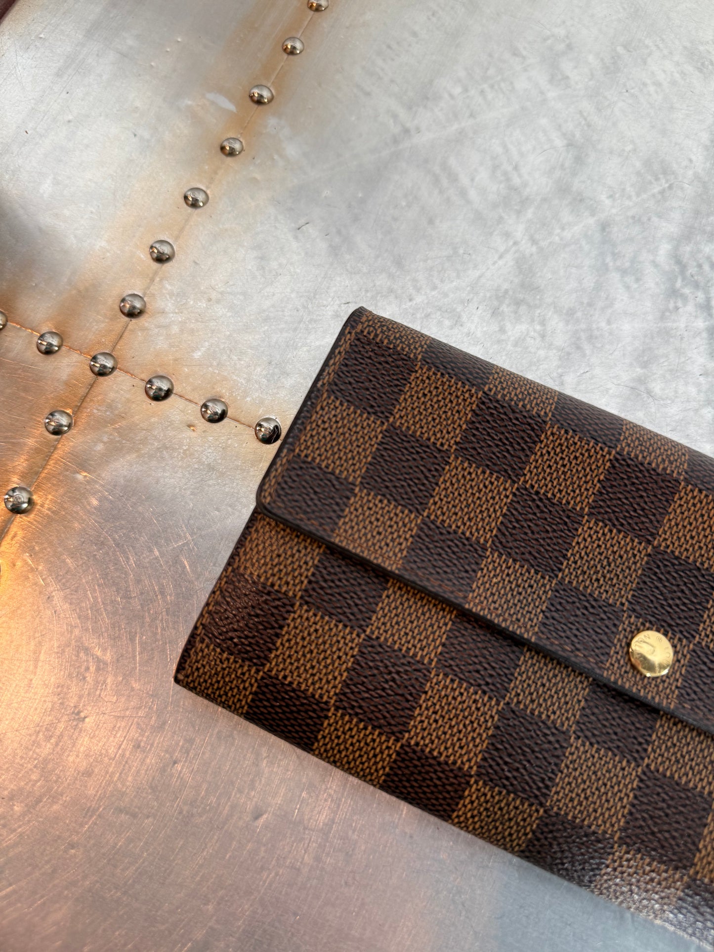 Pre-owned Authentic Louis Vuitton Portefeuille Sarah Damier Ebene Long Wallet