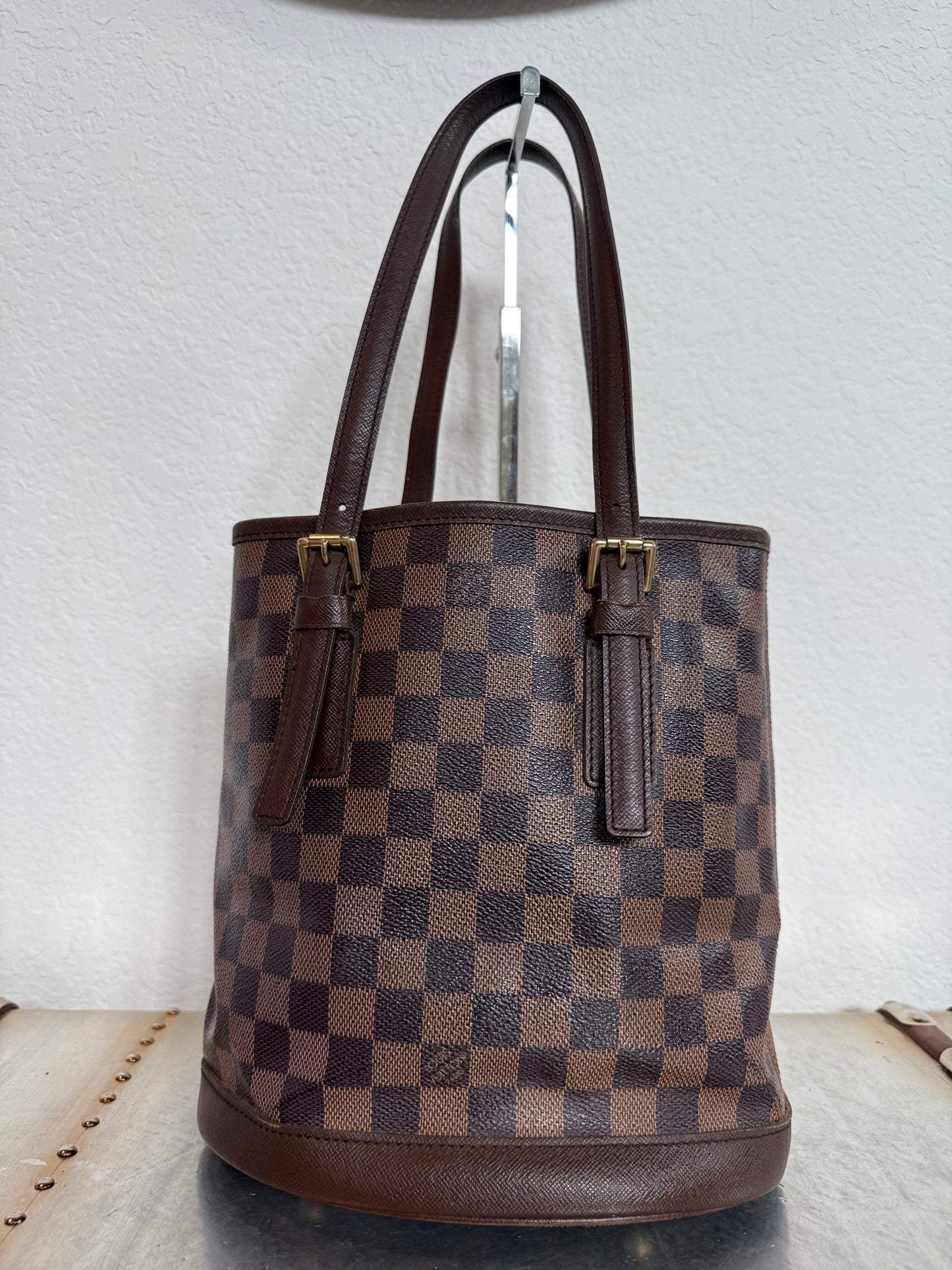 Pre-owned Authentic Louis Vuitton Bucket Damier Ebene Shoulder Bag