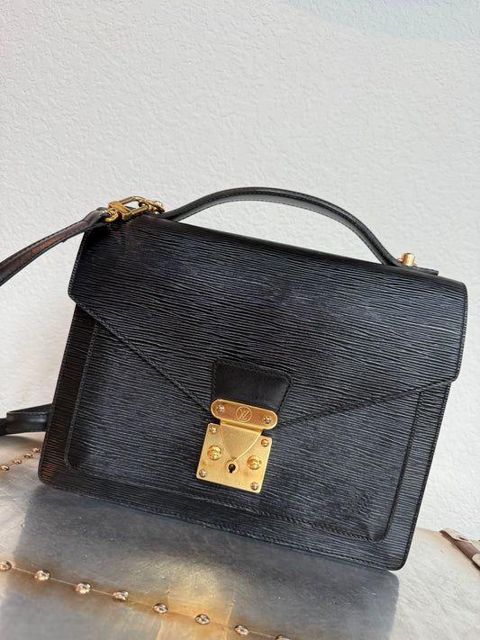 Pre-owned Authentic Louis Vuitton Monceau Epi Black Shoulder / Crossbody Bag