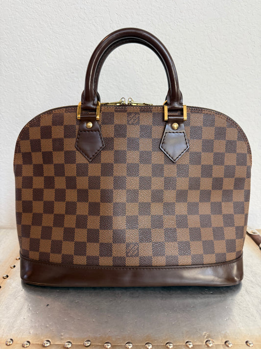 Pre-owned Authentic Louis Vuitton Alma PM Damier Ebene Handbag