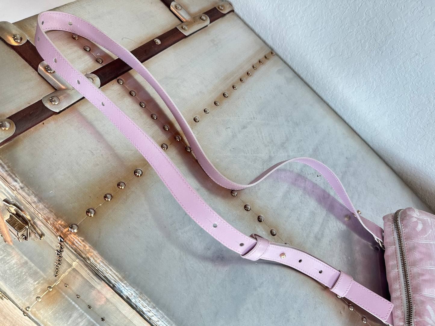 Pre-owned Authentic Chanel Travel Line Pink Crossbody Bag