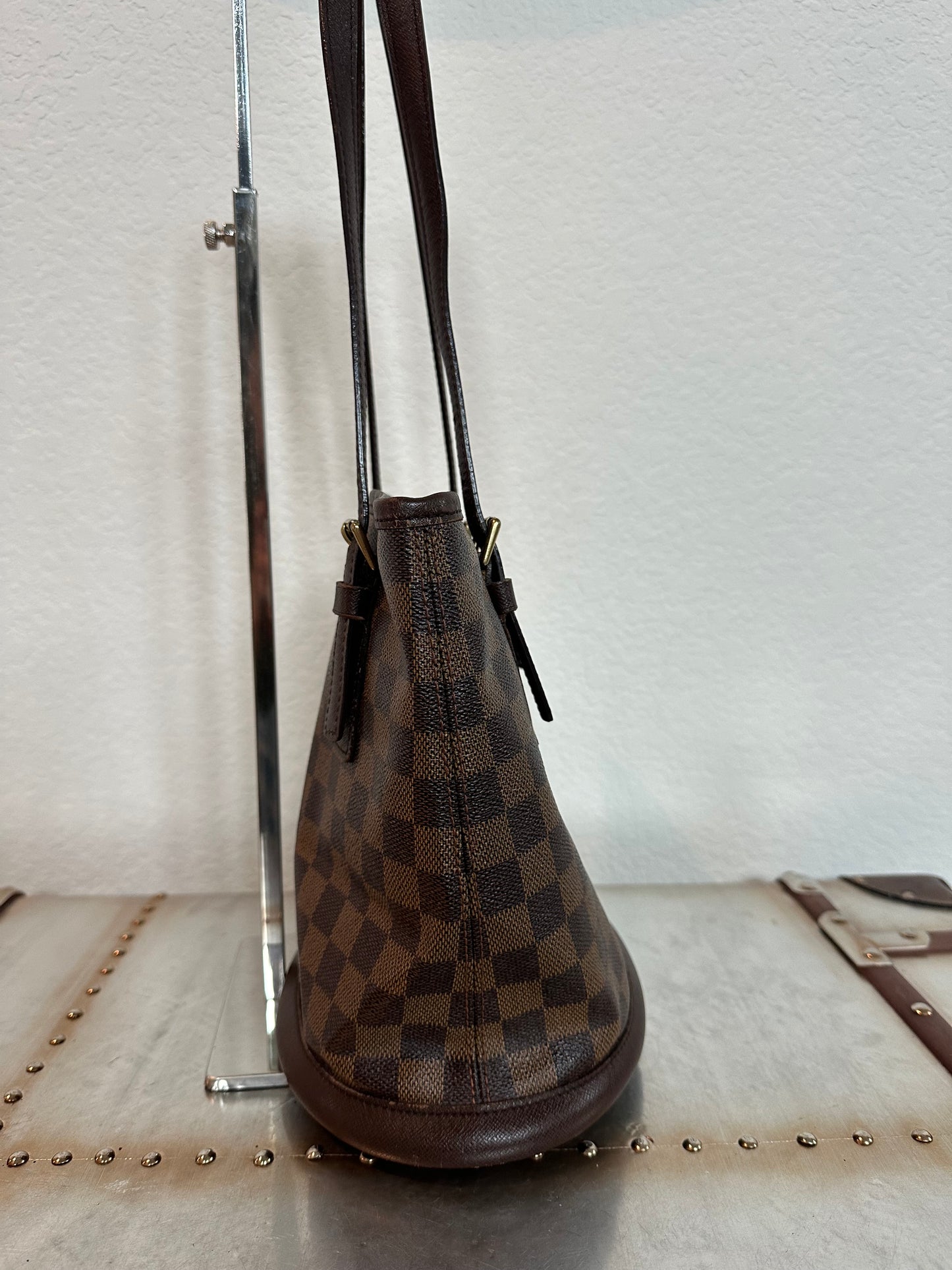 Pre-owned Authentic Louis Vuitton Bucket Damier Ebene Shoulder Bag