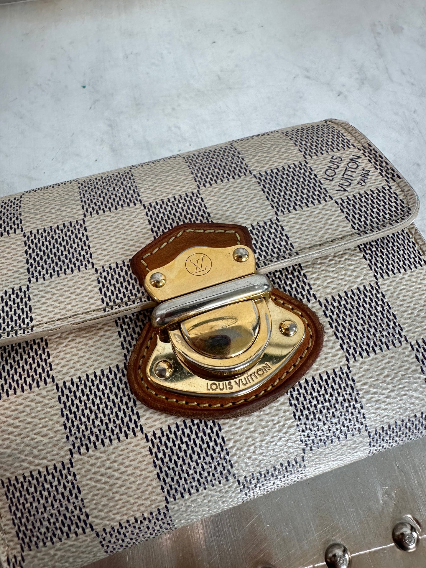 Pre-owned Authentic Louis Vuitton Damier Azur Portefeuille Koala Wallet