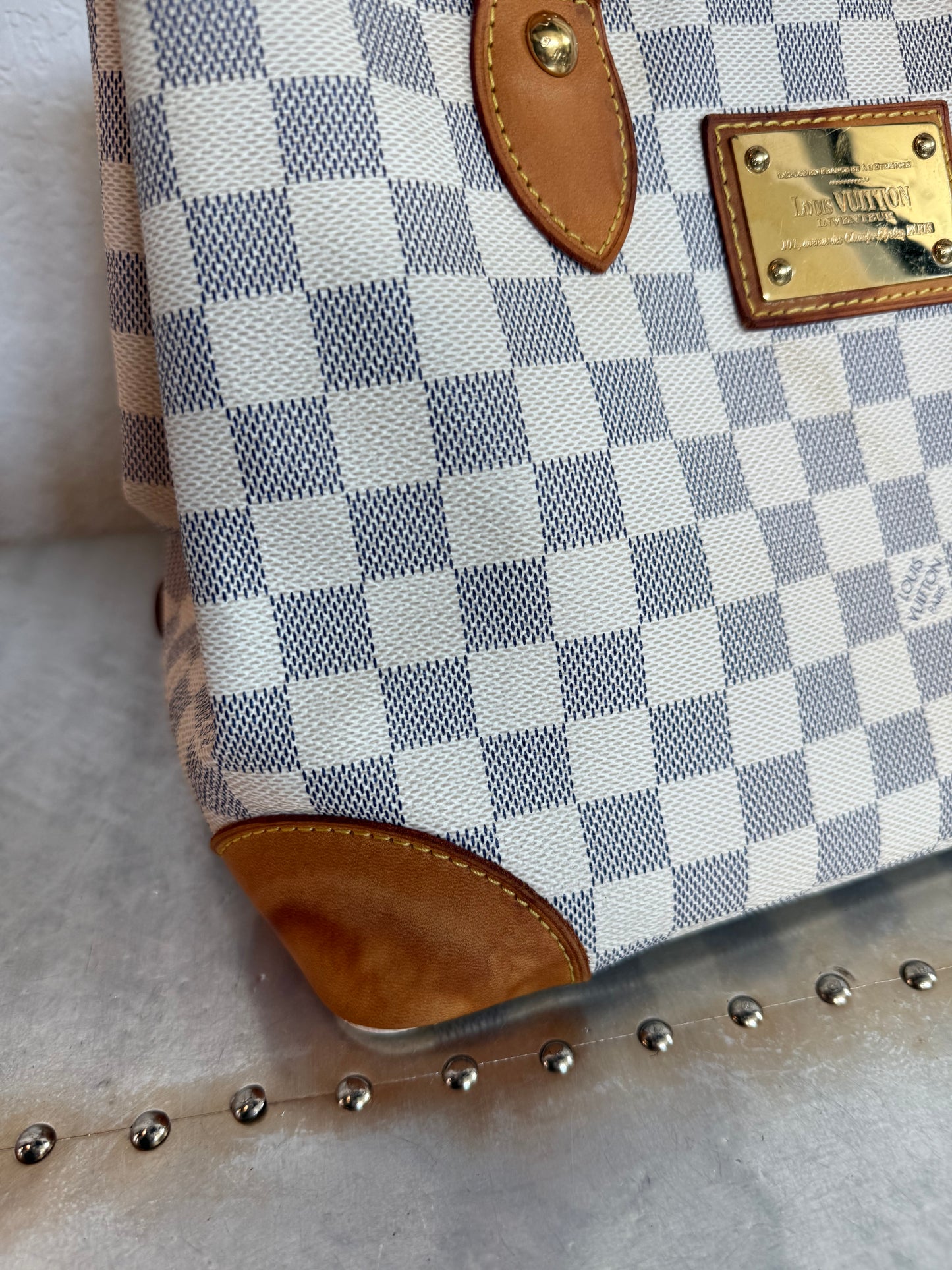 Pre-owned Louis Vuitton Hampstead PM Damier Azur Tote / Shoulder Bag