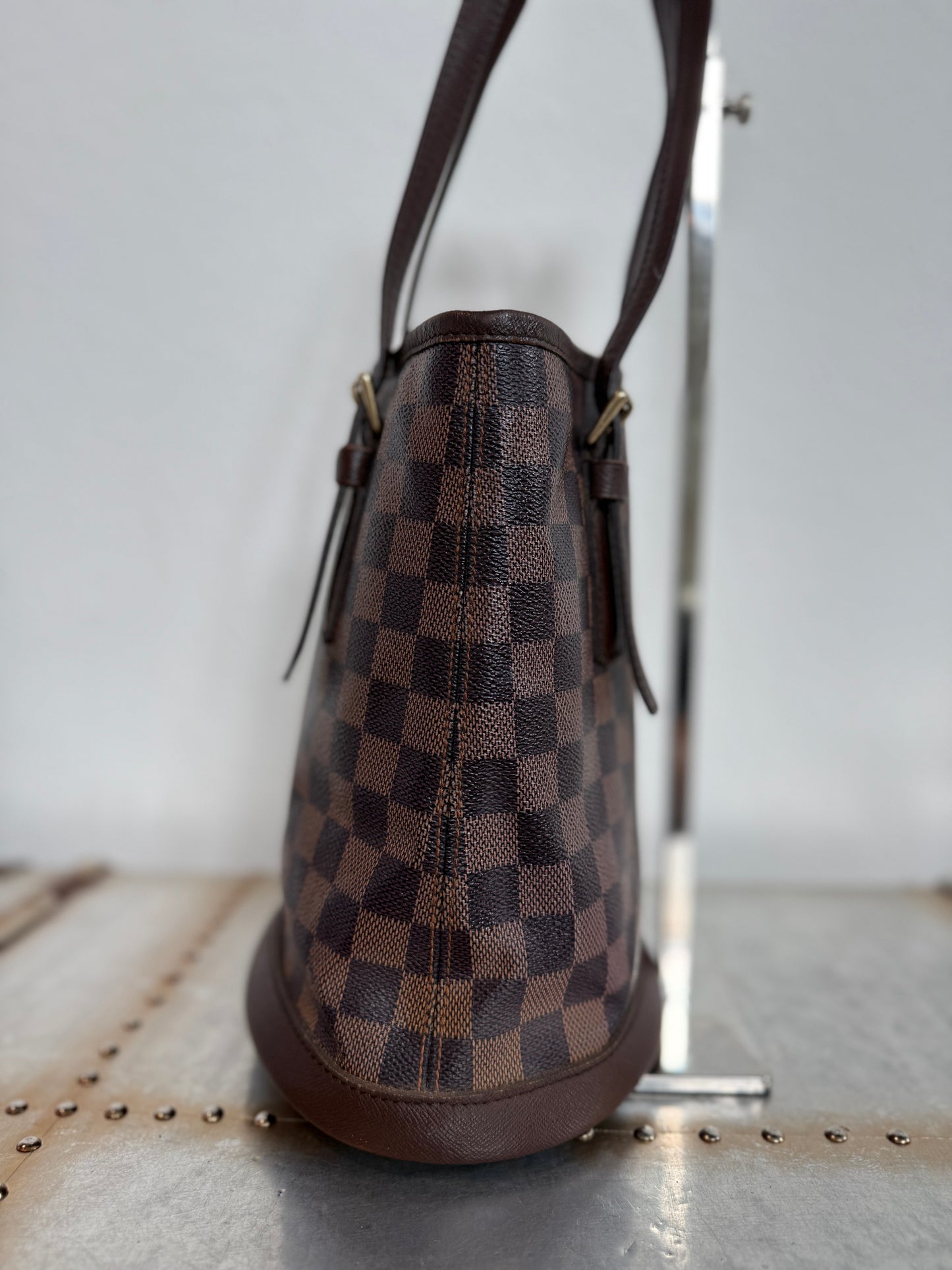 Pre-owned Authentic Louis Vuitton Bucket Damier Ebene Shoulder Bag