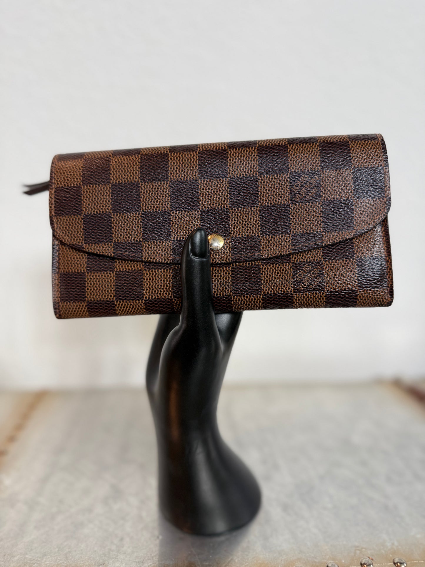 Pre-owned Authentic Louis Vuitton Portefeuille Emilie Damier Ebene Long Wallet