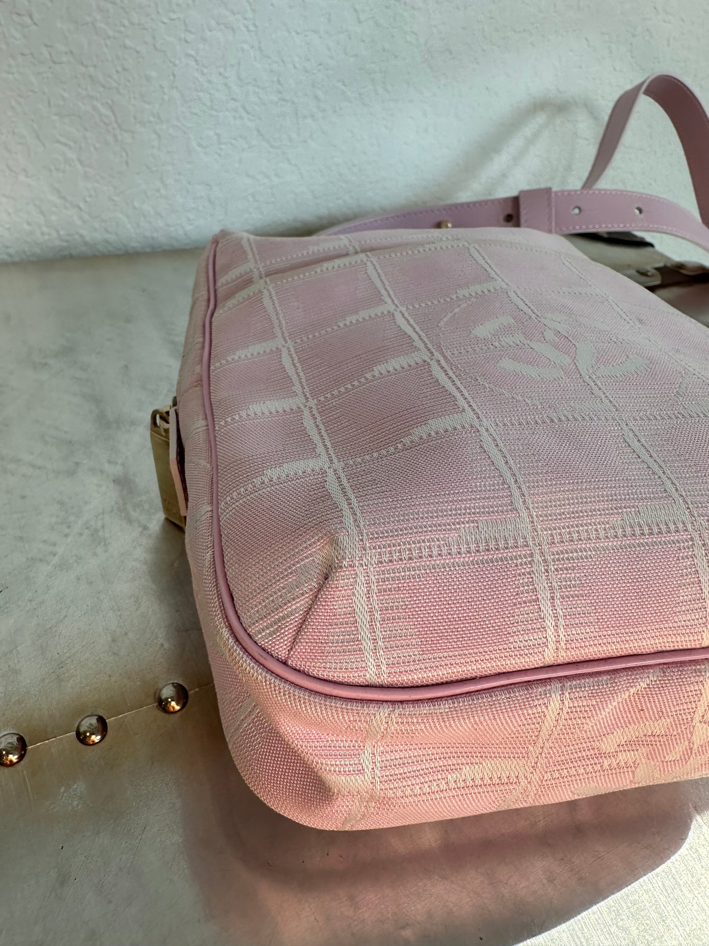 Pre-owned Authentic Chanel Travel Line Pink Crossbody Bag