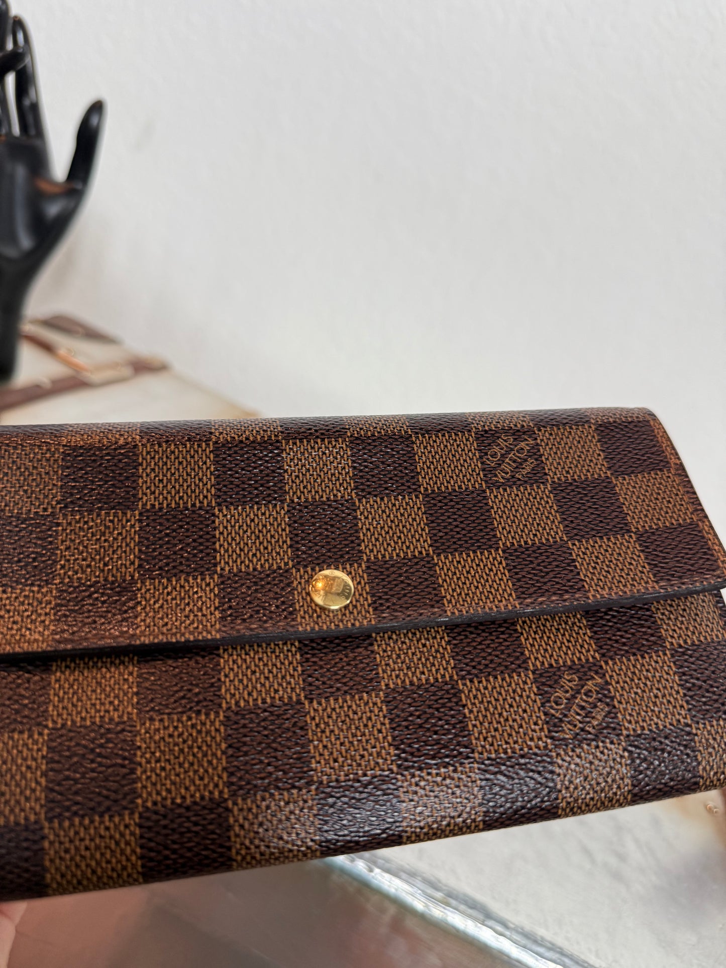 Pre-owned Authentic Louis Vuitton Portefeuille Sarah Damier Ebene Long Wallet