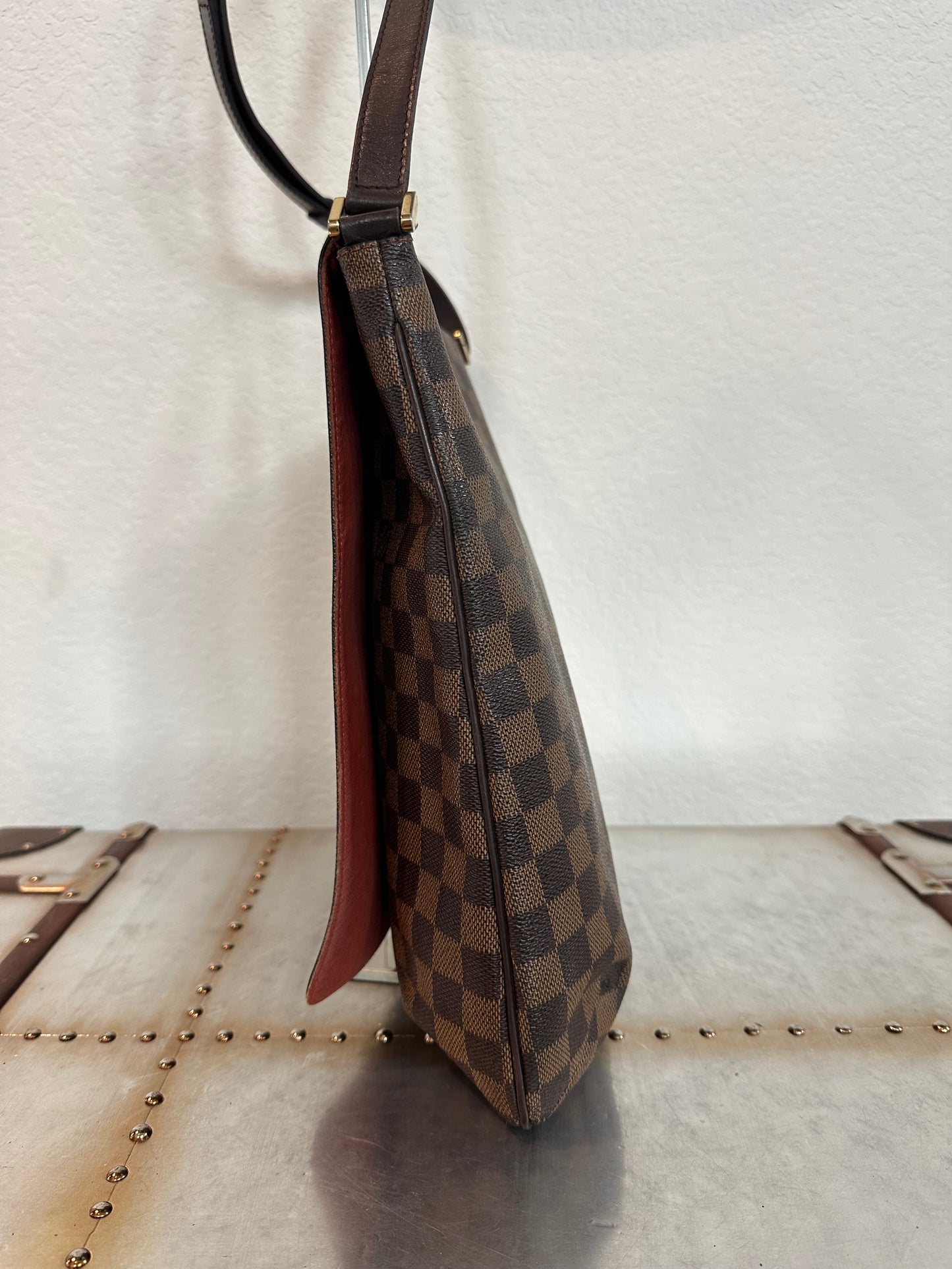 Pre-owned Authentic Louis Vuitton Musette Salsa GM Damier Ebene Shoulder / Crossbody Bag