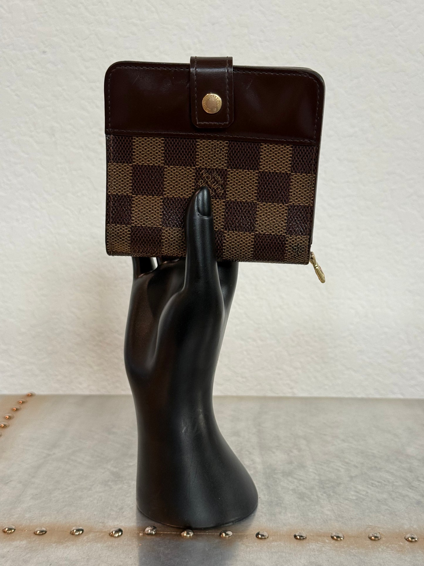 Pre-owned Authentic Louis Vuitton Damier Ebene Compact Zip Wallet