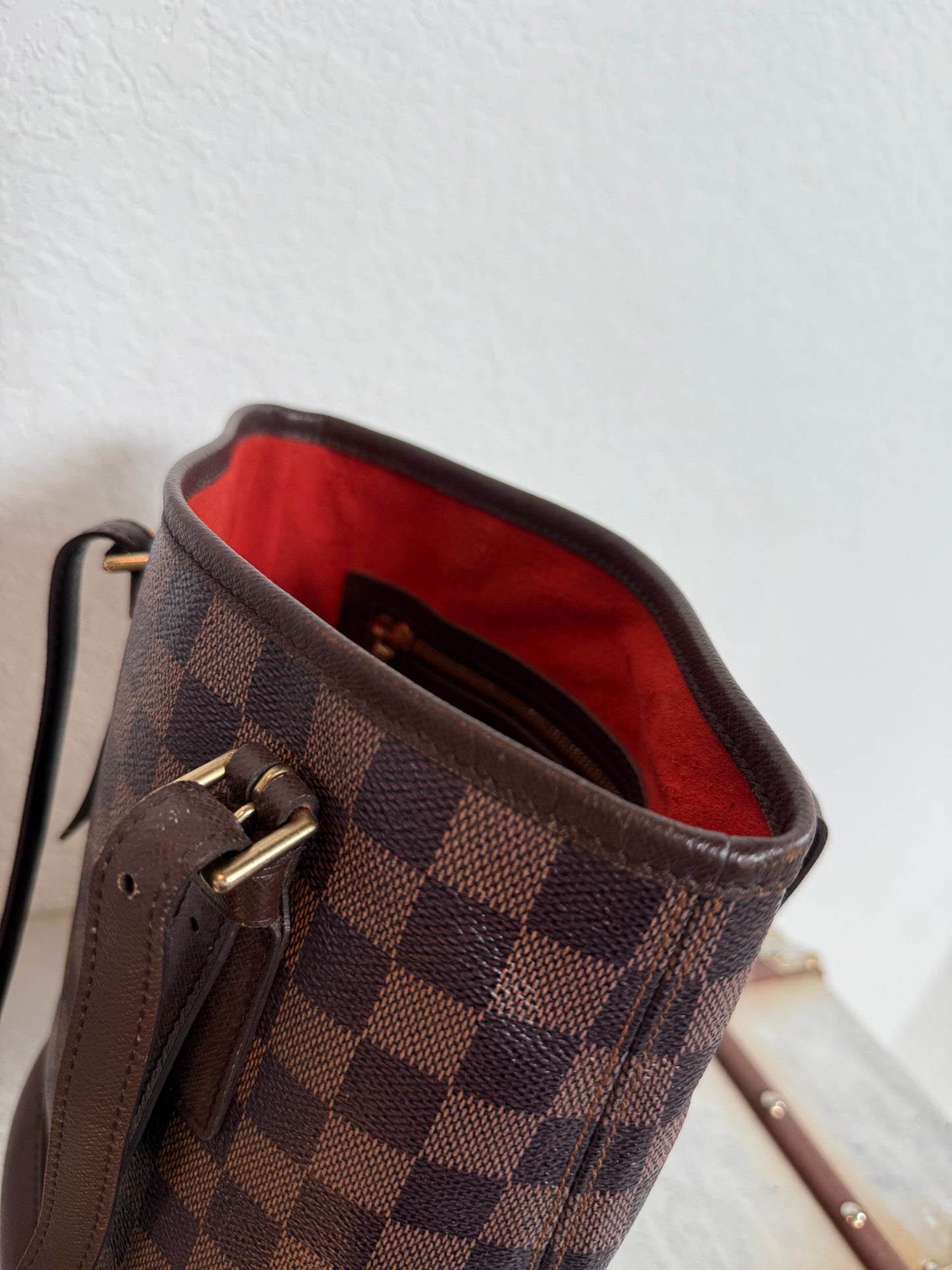 Pre-owned Authentic Louis Vuitton Bucket Damier Ebene Shoulder Bag