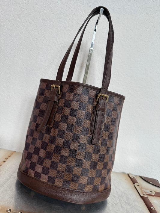 Pre-owned Authentic Louis Vuitton Bucket Damier Ebene Shoulder Bag