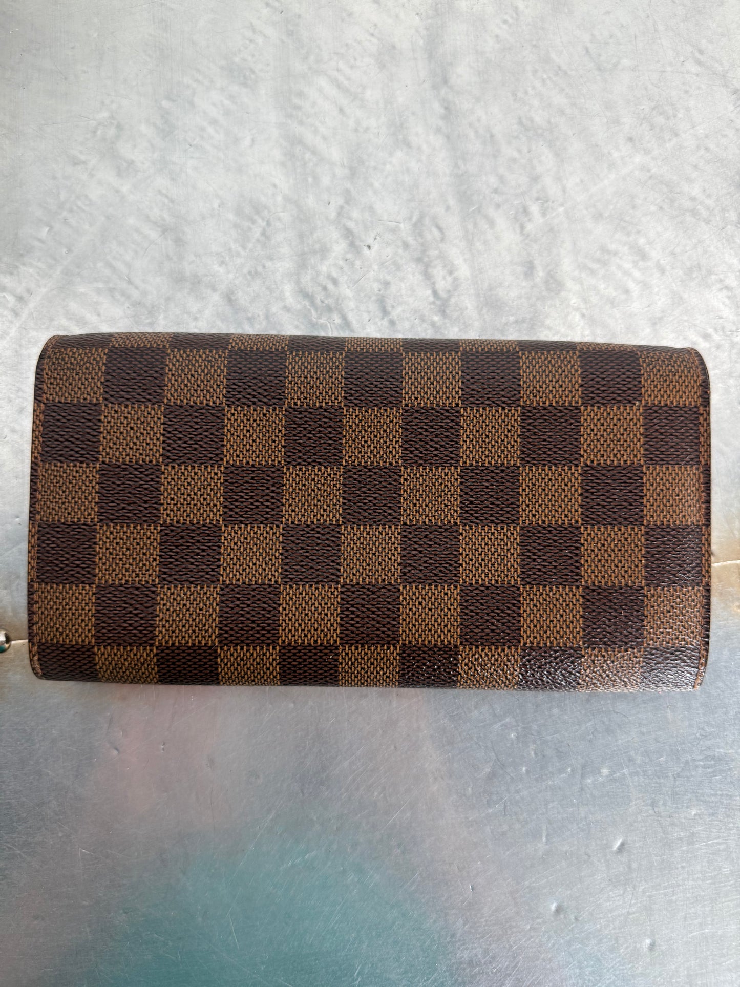 Pre-owned Authentic Louis Vuitton Portefeuille Sarah Damier Ebene Long Wallet