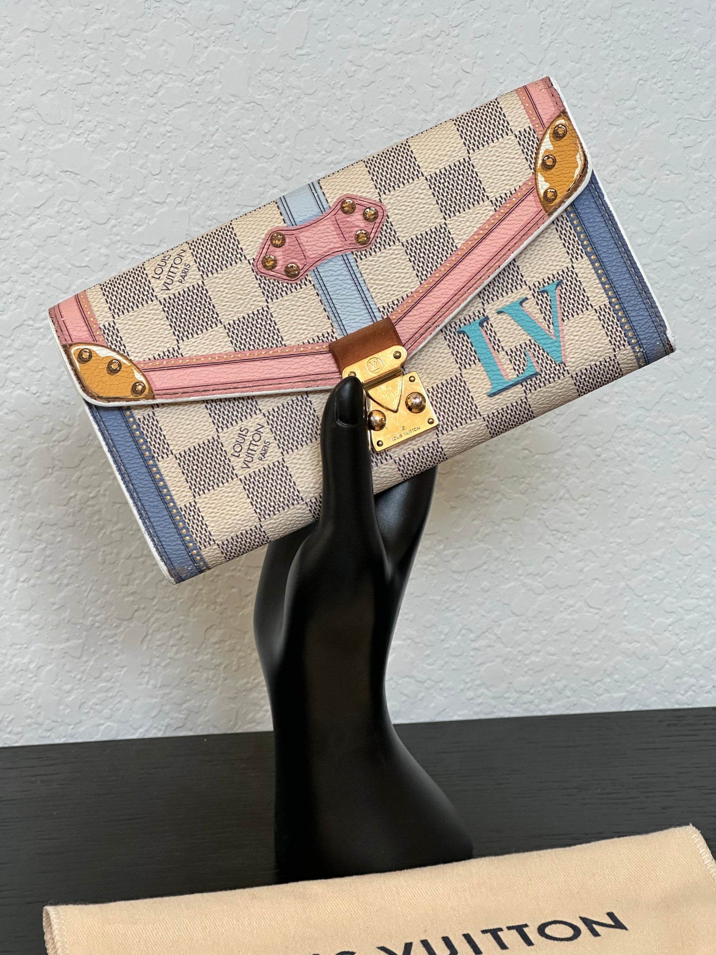 Pre-owned Louis Vuitton Summer Trunks Sarah Damier Azur Long Wallet