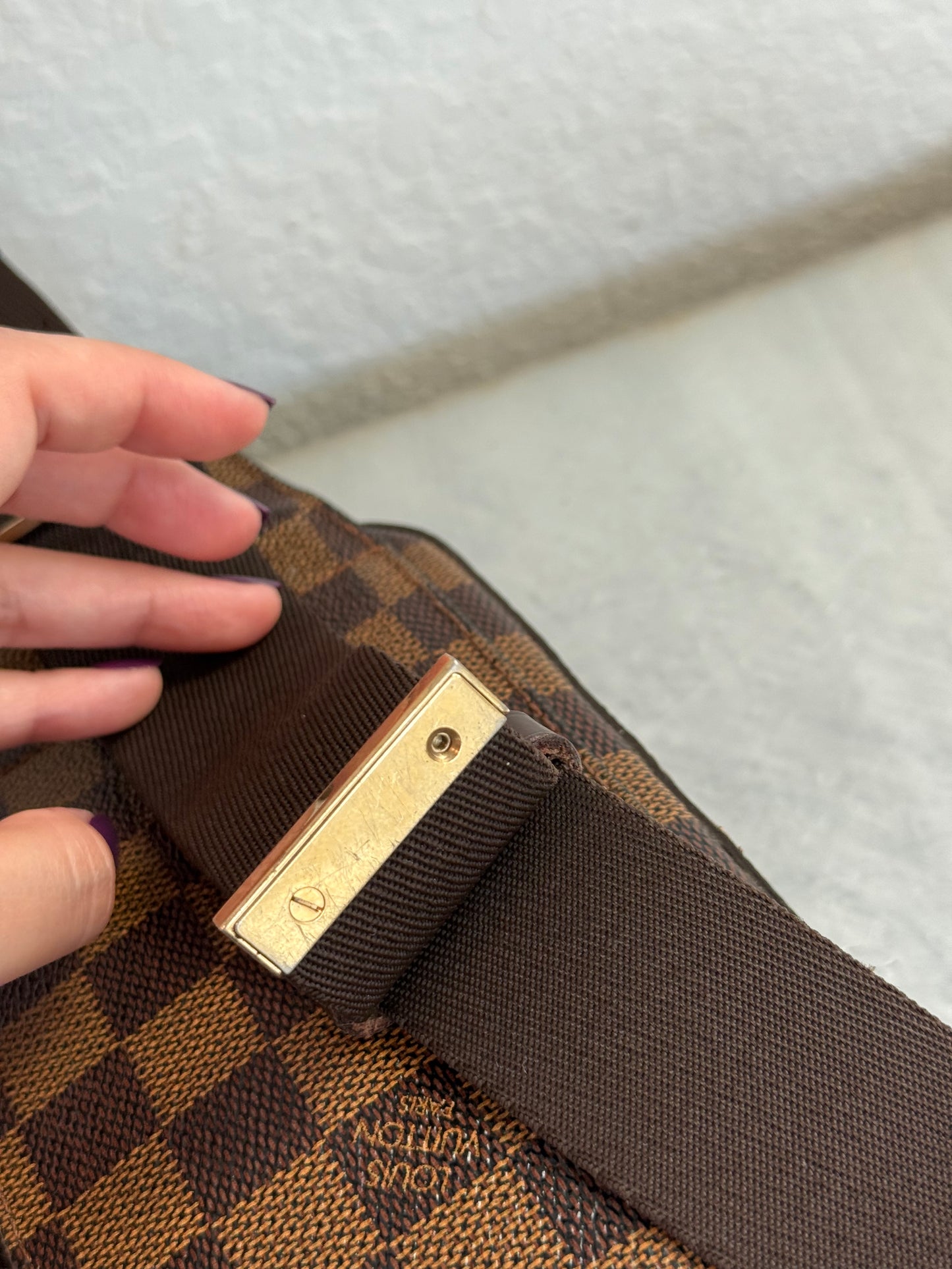 Pre-owned Authentic Louis Vuitton Damier Ebene Geronimos Body Bag