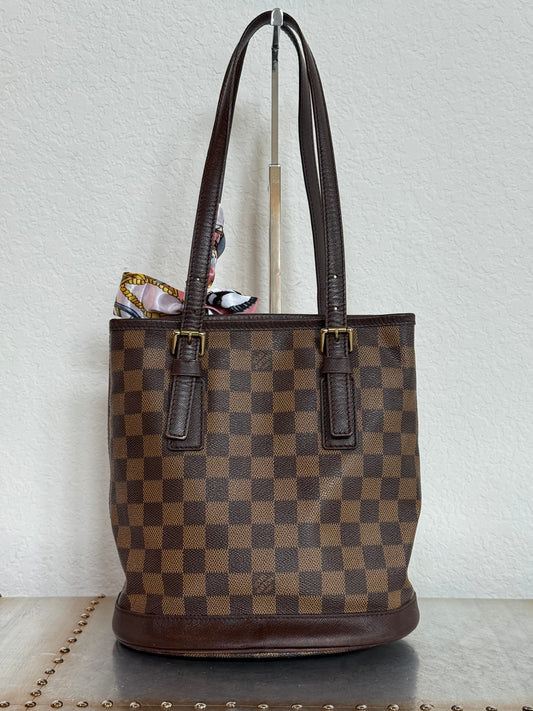 Pre-owned Authentic Louis Vuitton Bucket Damier Ebene Shoulder Bag