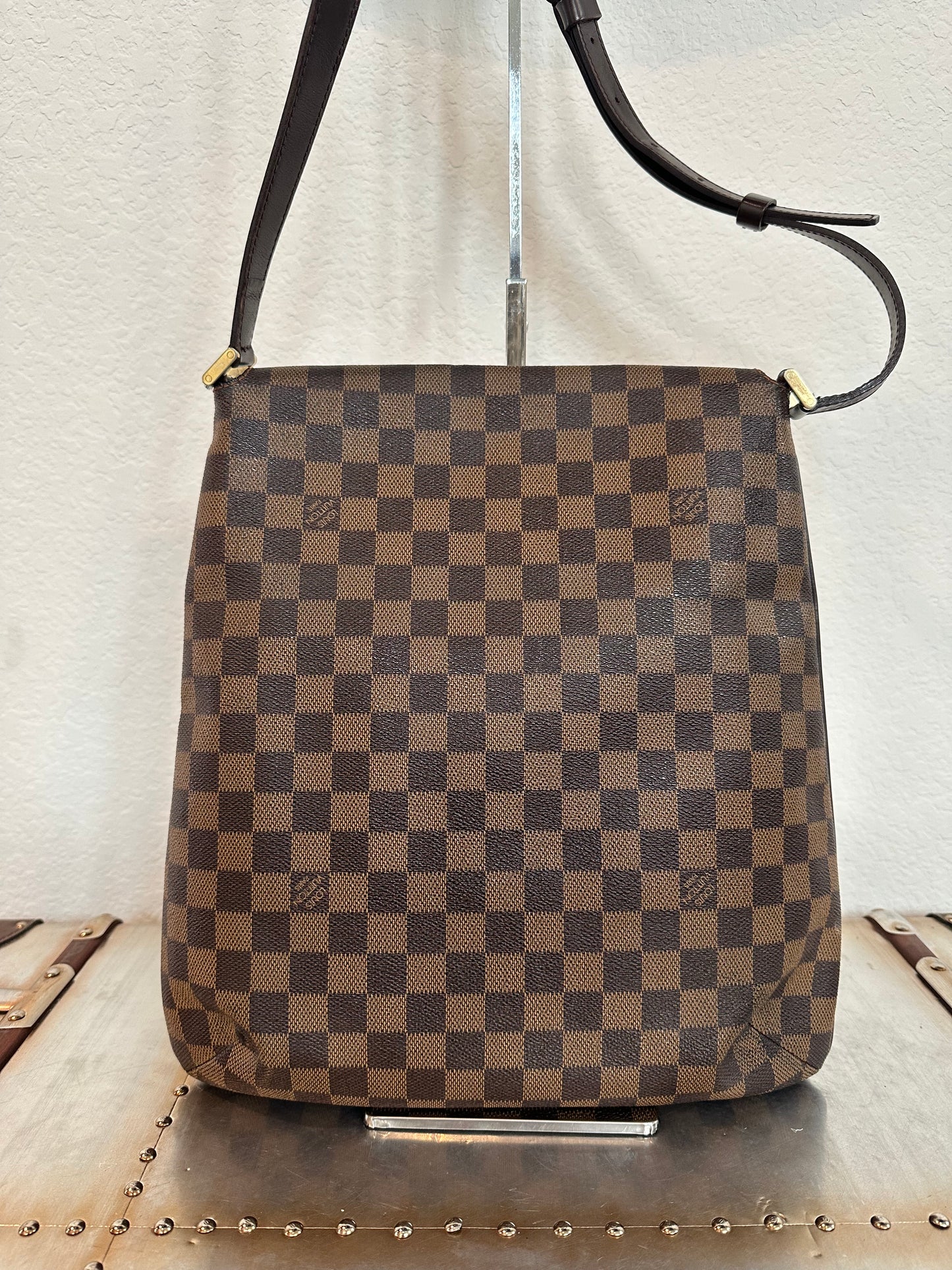 Pre-owned Authentic Louis Vuitton Musette Salsa GM Damier Ebene Shoulder / Crossbody Bag