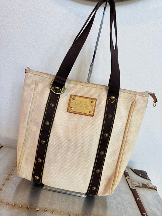 Pre-owned Louis Vuitton Antigua Cabas MM Canvas Shoulder Tote Bag