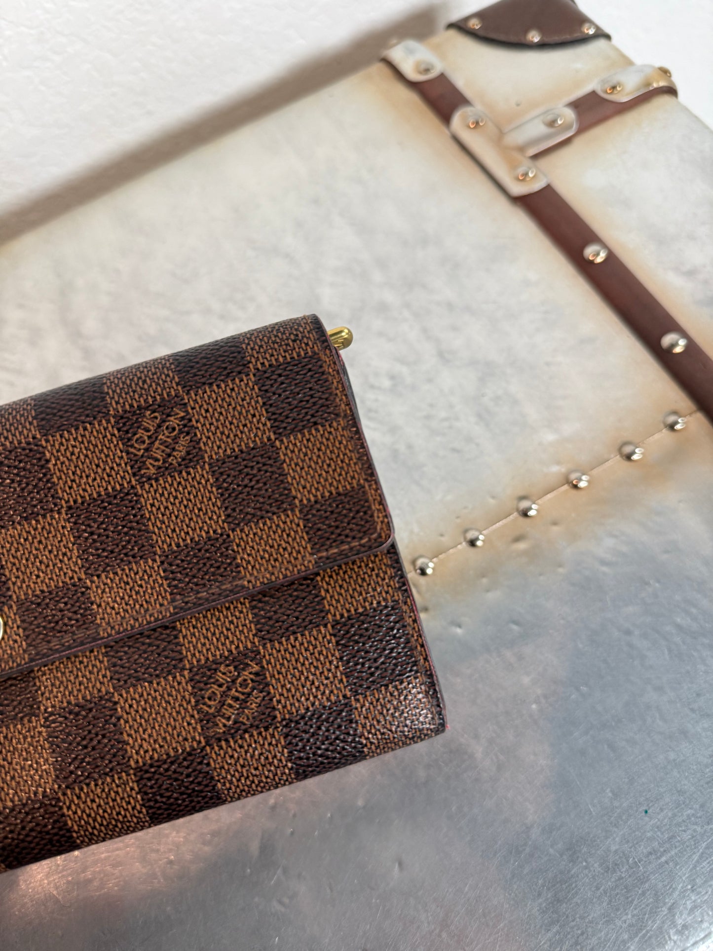 Pre-owned Authentic Louis Vuitton Portefeuille Sarah Damier Ebene Long Wallet