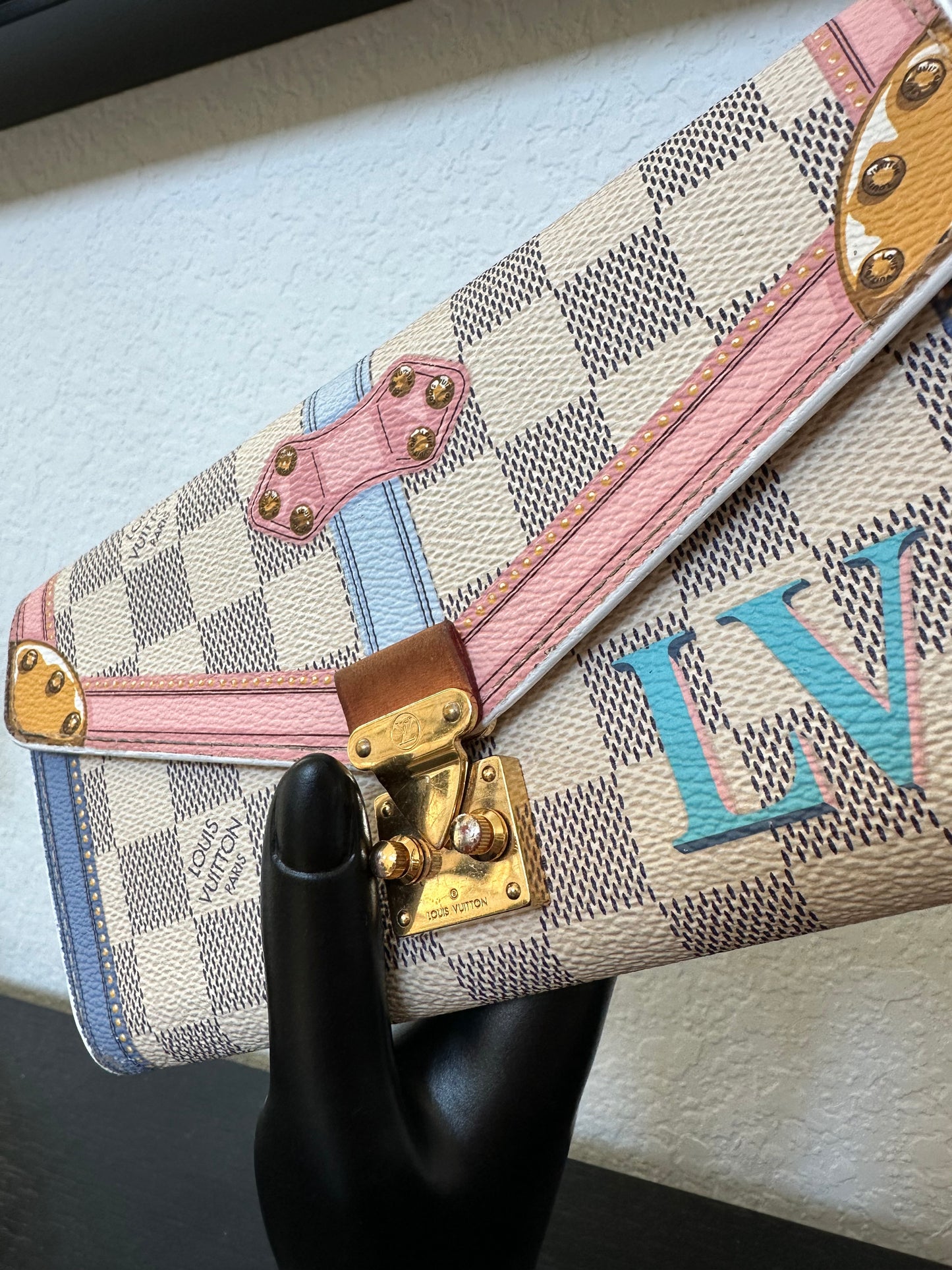 Pre-owned Louis Vuitton Summer Trunks Sarah Damier Azur Long Wallet