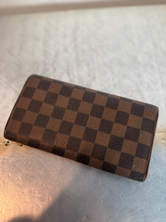Pre-owned Authentic Louis Vuitton Portefeuille Sarah Damier Ebene Long Wallet