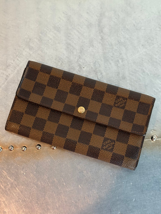 Pre-owned Authentic Louis Vuitton Pochette Monnaie Damier Ebene Long Wallet