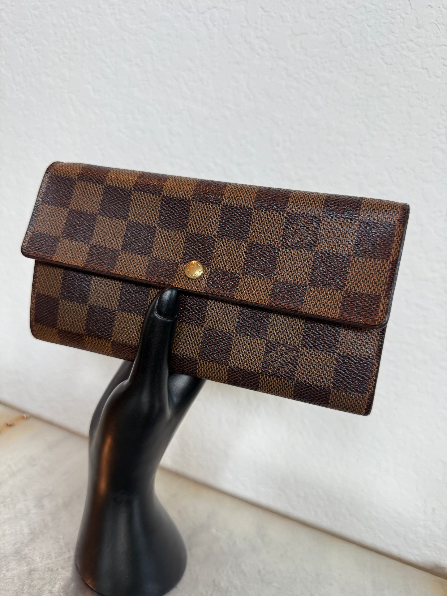 Pre-owned Authentic Louis Vuitton Portefeuille Sarah Damier Ebene Long Wallet