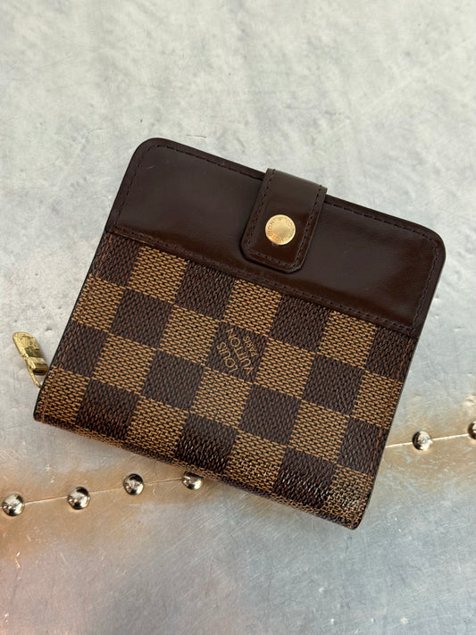 Pre-owned Authentic Louis Vuitton Damier Ebene Compact Zip Wallet