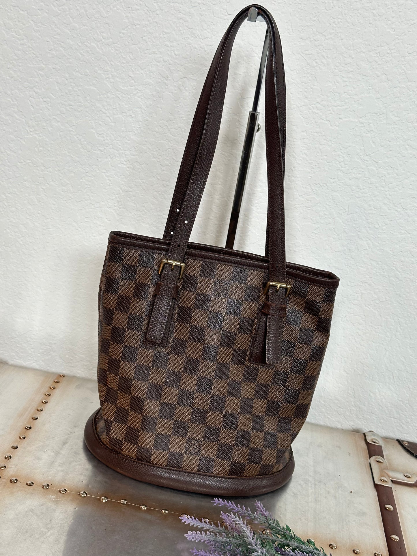 Pre-owned Authentic Louis Vuitton Bucket Damier Ebene Shoulder Bag