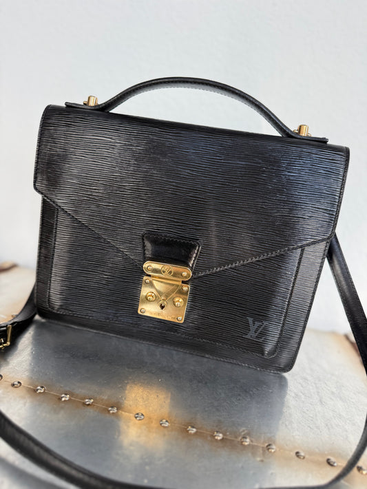Pre-owned Authentic Louis Vuitton Monceau Epi Black Shoulder / Crossbody Bag