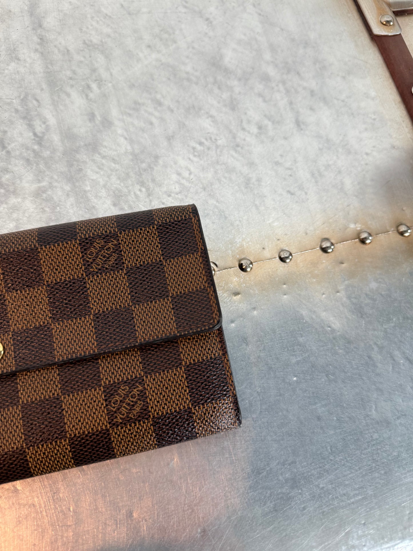 Pre-owned Authentic Louis Vuitton Portefeuille Sarah Damier Ebene Long Wallet
