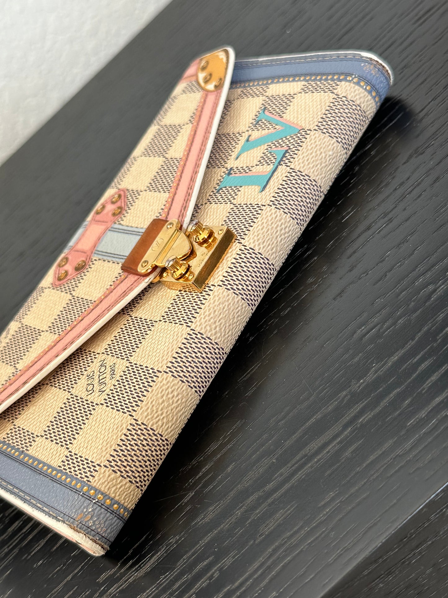 Pre-owned Louis Vuitton Summer Trunks Sarah Damier Azur Long Wallet