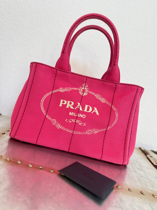 Pre-owned Authentic Prada Canapa Canvas Tote Bag