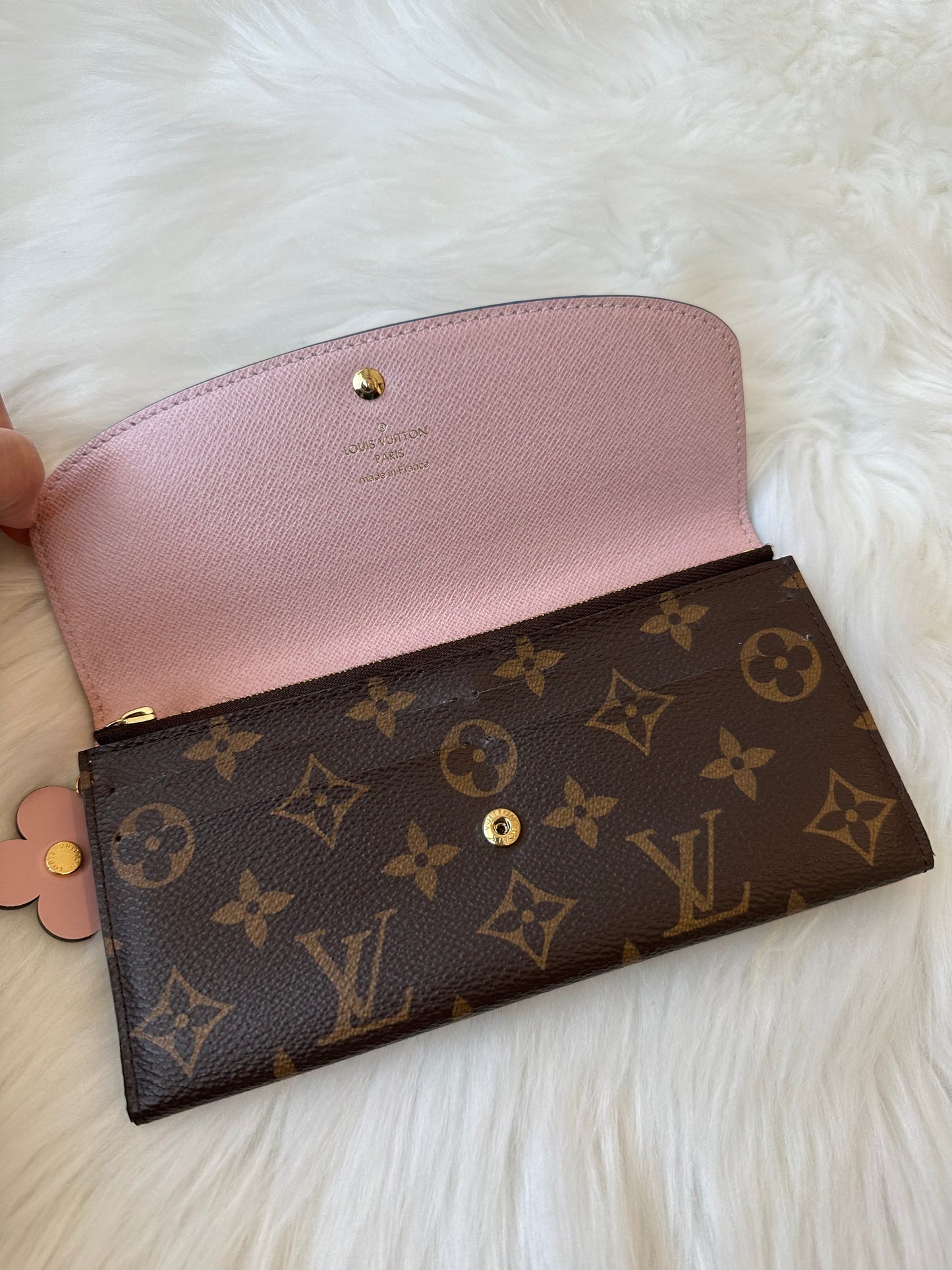 Pre-owned Authentic Louis Vuitton Monogram Bloom Flower Emilie Blue Jean Long Wallet