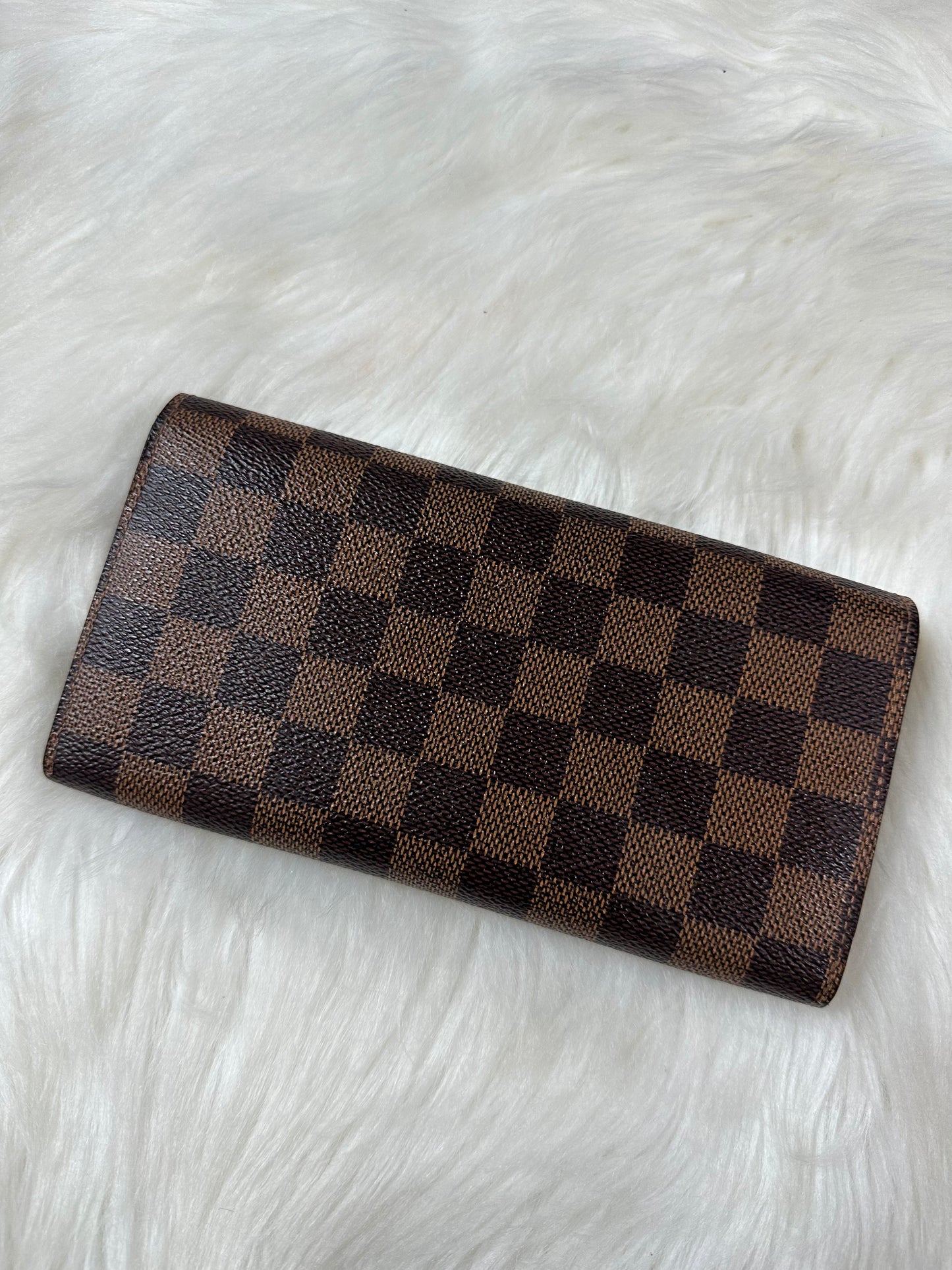 Pre-owned Authentic Louis Vuitton Portefeuille Sarah Damier Ebene Long Wallet