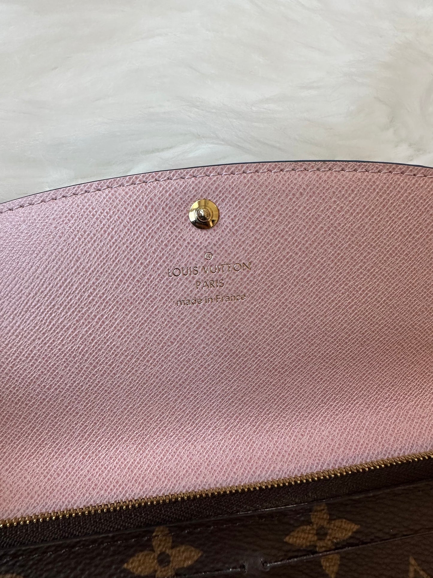 Pre-owned Authentic Louis Vuitton Monogram Bloom Flower Emilie Blue Jean Long Wallet
