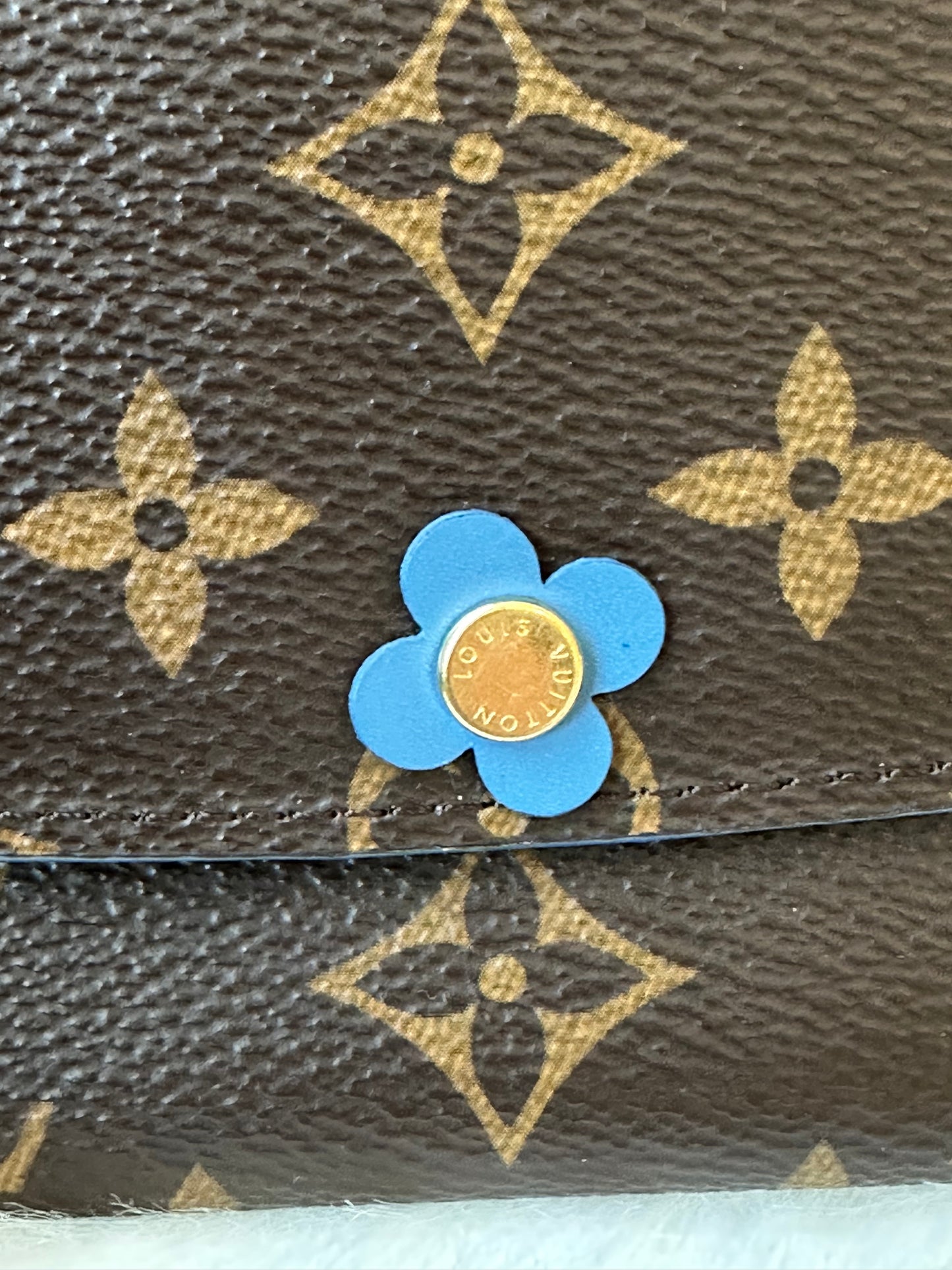 Pre-owned Authentic Louis Vuitton Monogram Bloom Flower Emilie Blue Jean Long Wallet