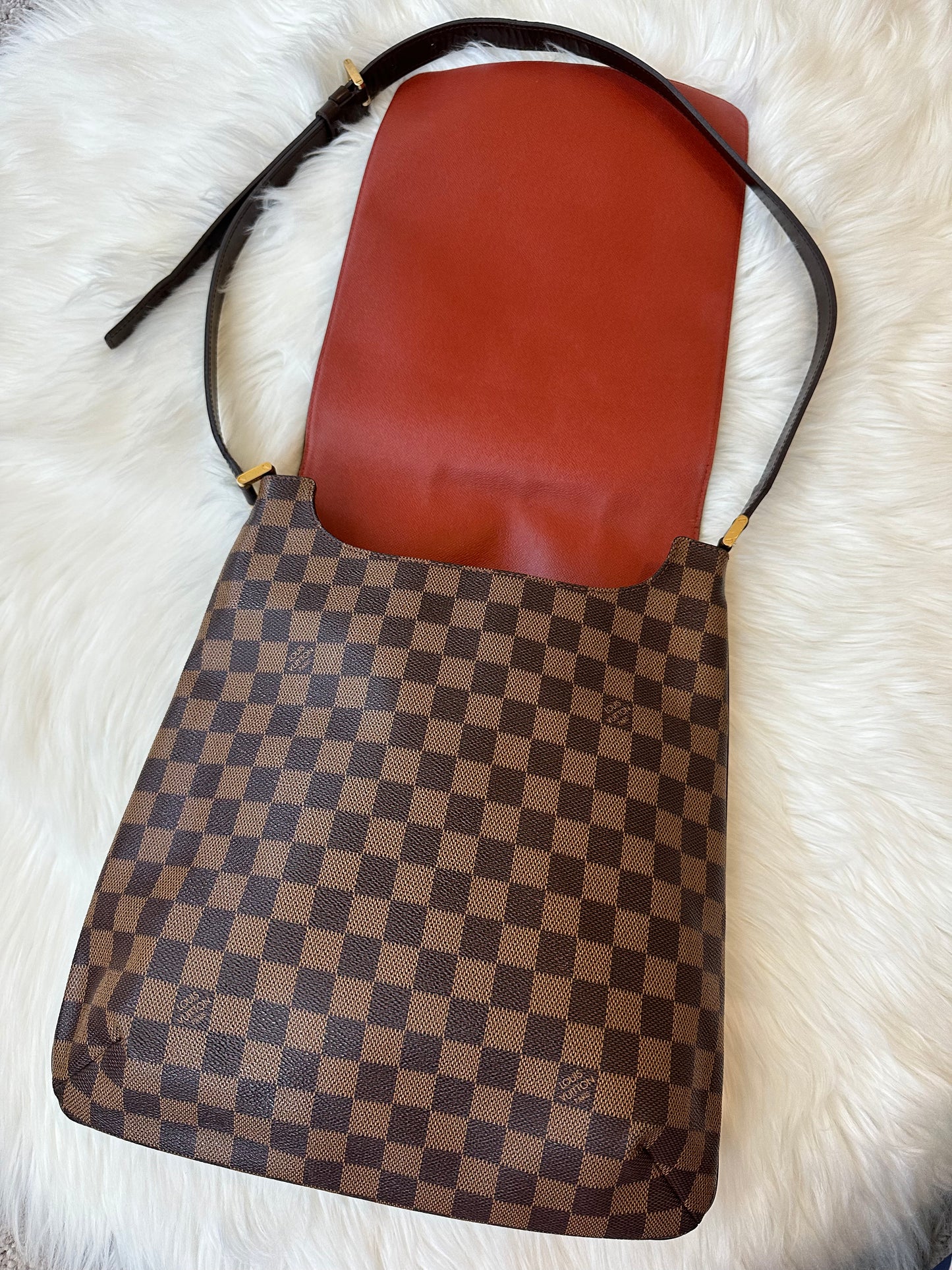 Pre-owned Authentic Louis Vuitton Musette Salsa GM Damier Ebene Shoulder / Crossbody Bag
