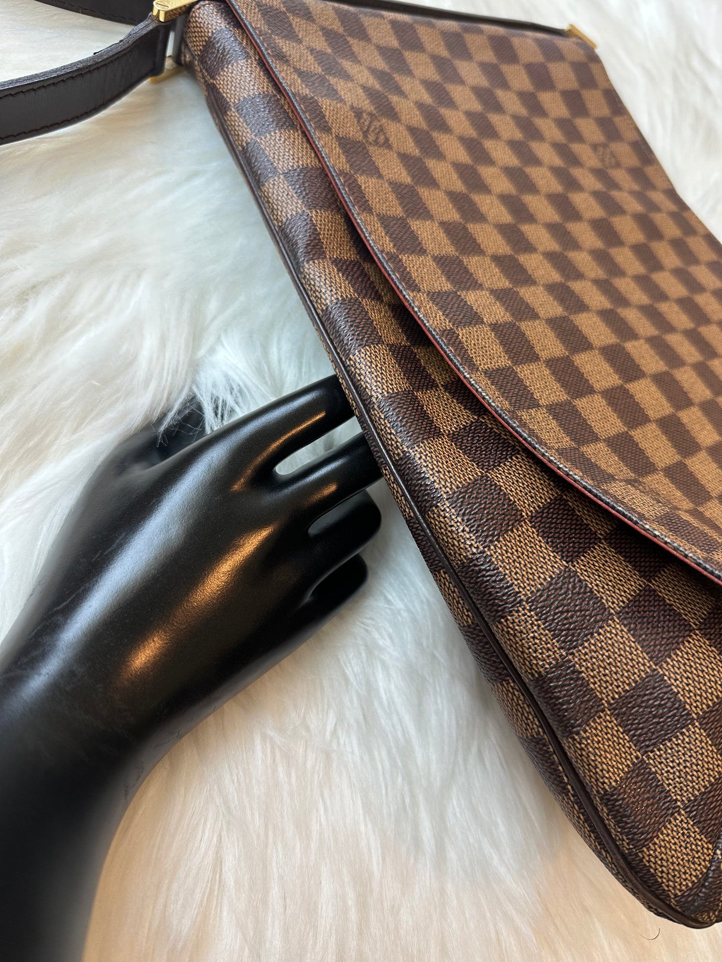 Pre-owned Authentic Louis Vuitton Musette Salsa GM Damier Ebene Shoulder / Crossbody Bag