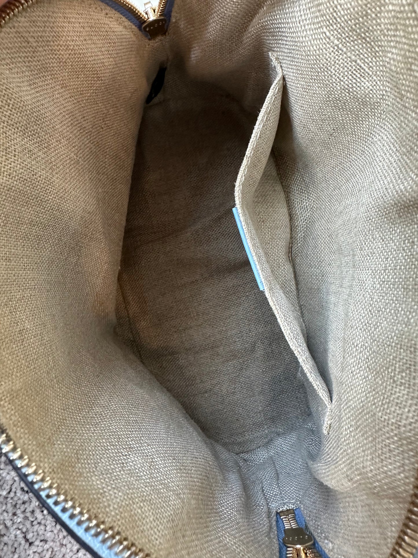 Pre-owned Authentic GUCCI Mini Dome Microguccissima GG Light Blue Leather Crossbody Bag