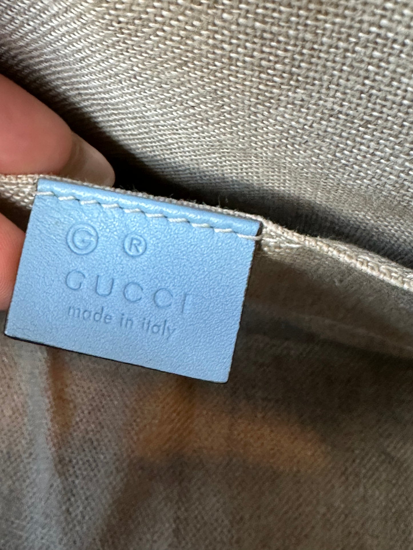 Pre-owned Authentic GUCCI Mini Dome Microguccissima GG Light Blue Leather Crossbody Bag
