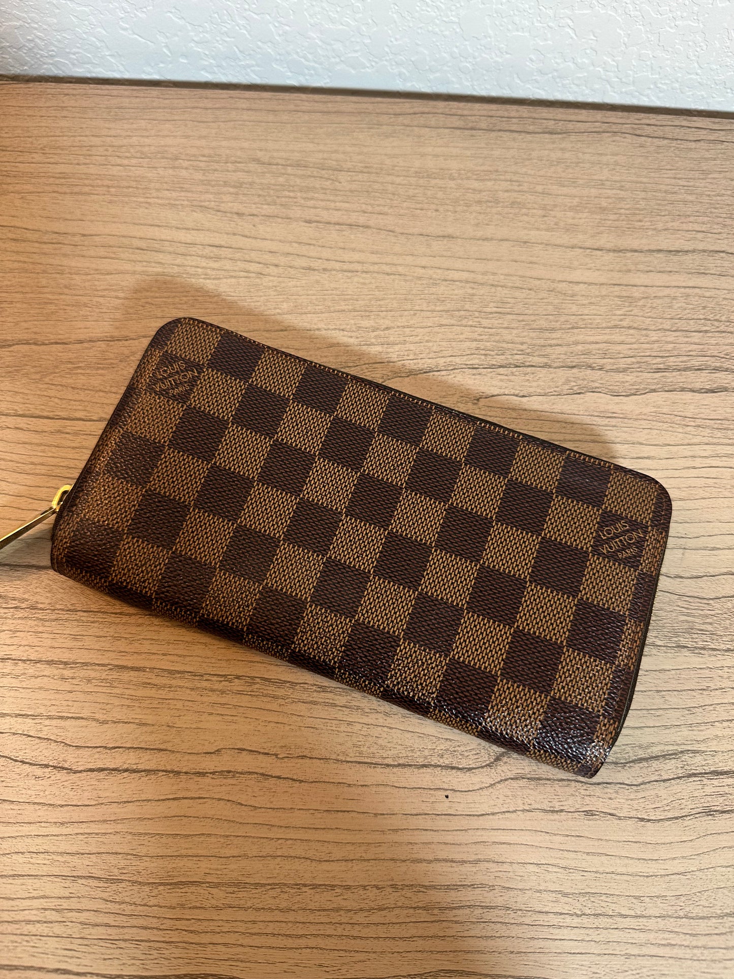 Pre-owned Authentic Louis Vuitton Damier Ebene Zippy Long Wallet