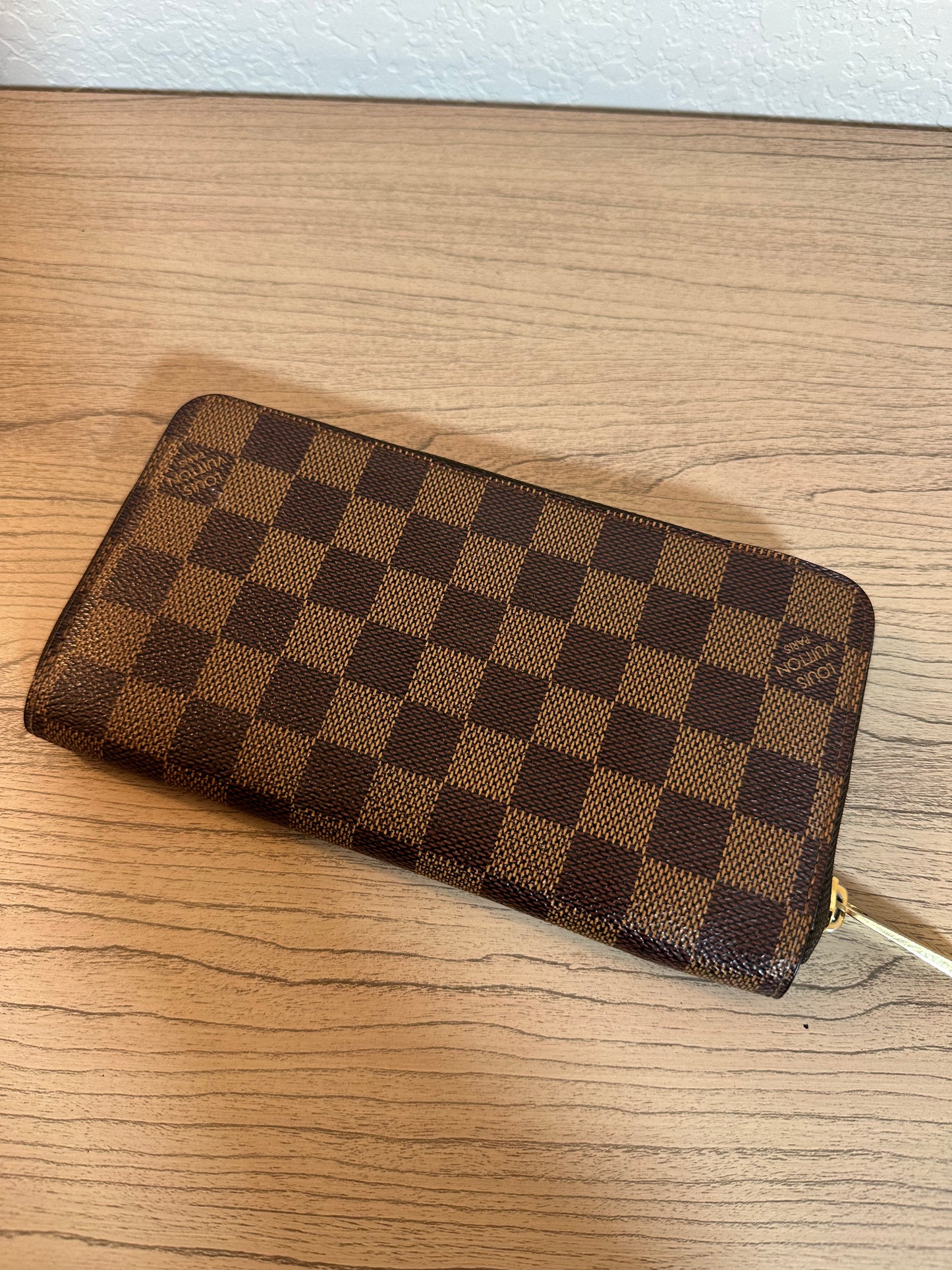 Pre-owned Authentic Louis Vuitton Damier Ebene Zippy Long Wallet