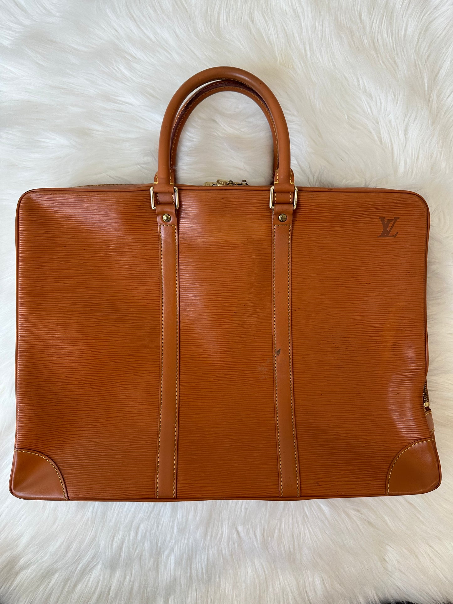 Pre-owned Authentic Louis Vuitton Epi Porte Documents Voyage Briefcase / Laptop Bag