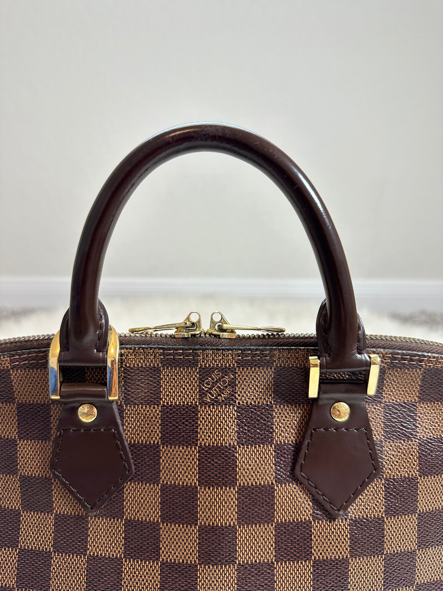 Pre-owned Authentic Louis Vuitton Alma PM Damier Ebene Handbag