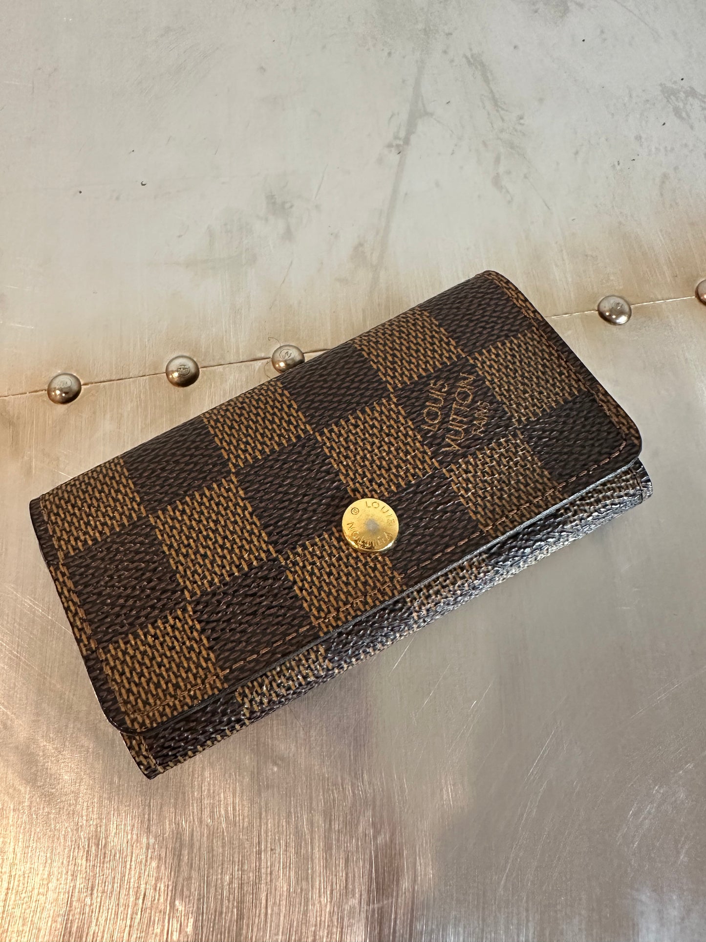 Pre-owned Authentic Louis Vuitton Damier Ebene 4 Key Holder