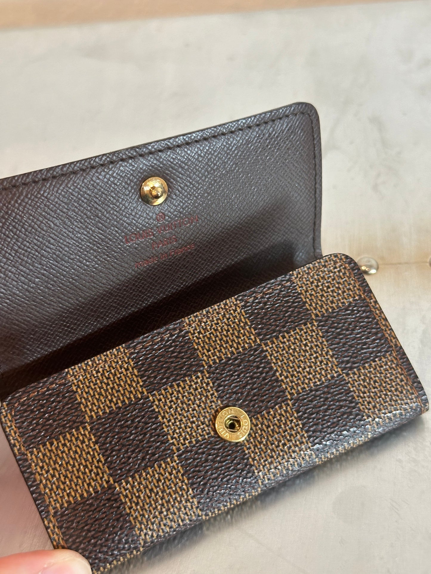 Pre-owned Authentic Louis Vuitton Damier Ebene 4 Key Holder